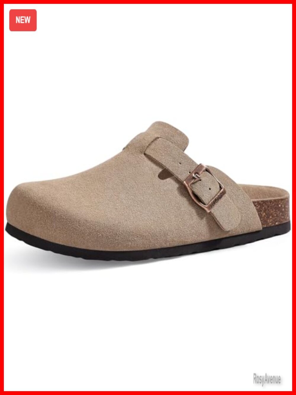 Vegan Suede Clogs Mules with Cork Footbed Waterproof Slip-On Comfort Shoes